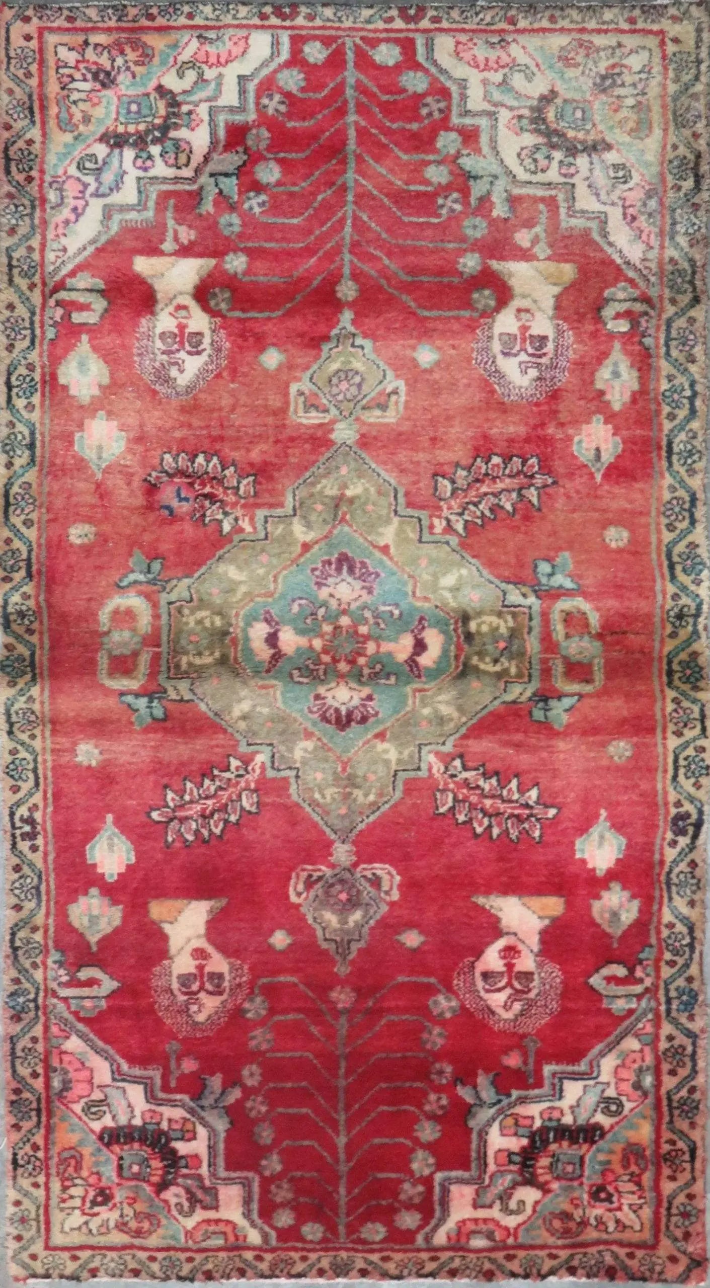 One Of The Kind Hand-Knotted Persian Wool Rug _ Luxurious Vintage Design, 6'6" x 4'0", Artisan Crafted